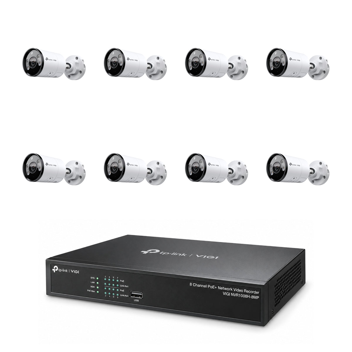 Pack 8 caméras bullet 4MP + NVR PoE+ VIGI InSight S345